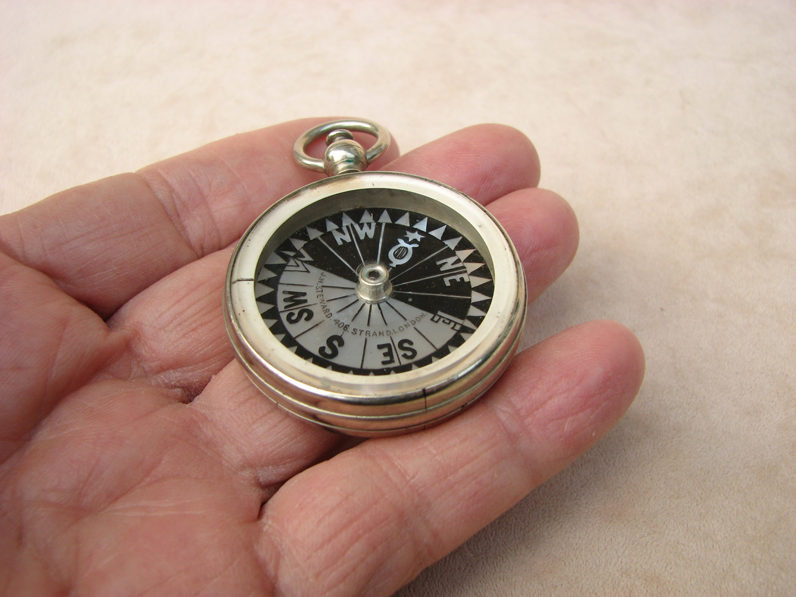 pocket compass with mother of pearl dial, circa 1880
